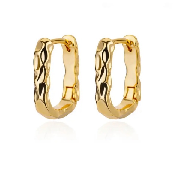 U Shaped Square Hoop Earrings Luxury Wave Art Gold Plated New hoop loop - Picture 6 of 8